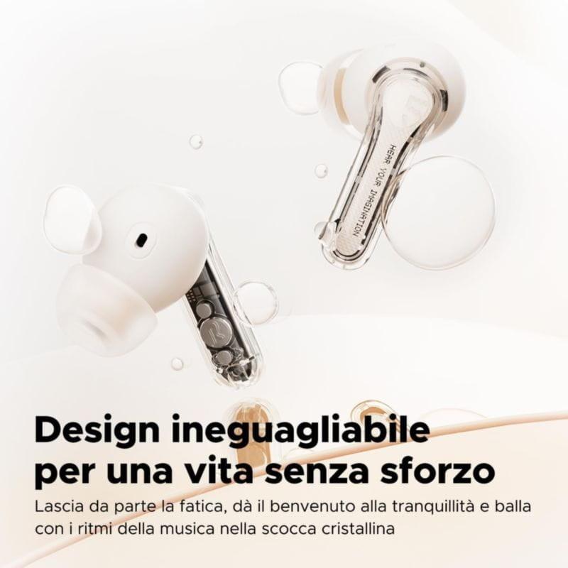 Auscultadores SoundPEATS Clear Beige com design ergonómico