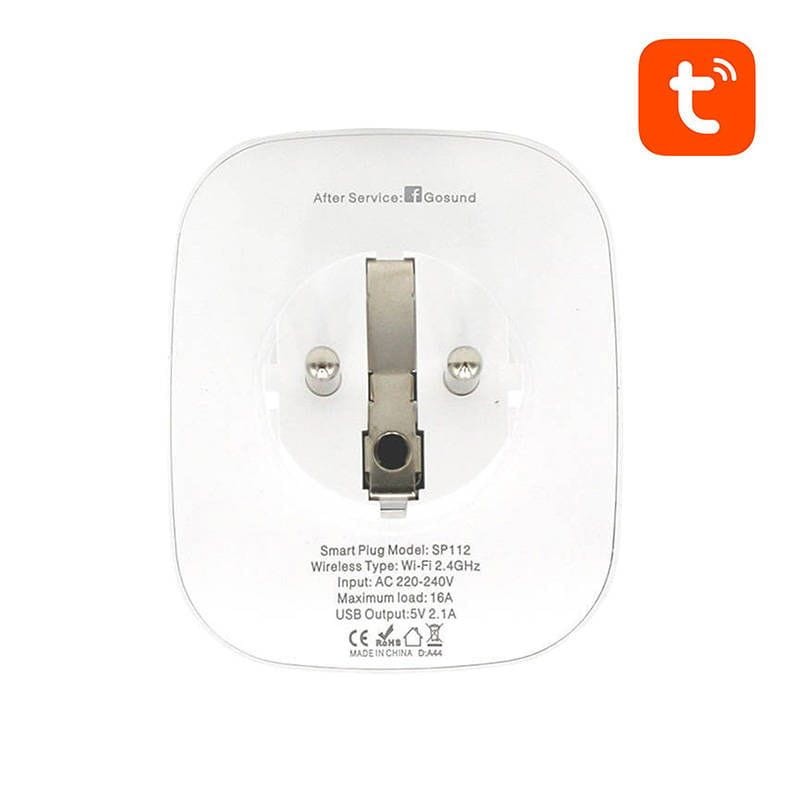 Gosund SP112 16 A WLAN 2.4 GHz USB 2.1 A x 2 Blanc - Rear View Smart Plug