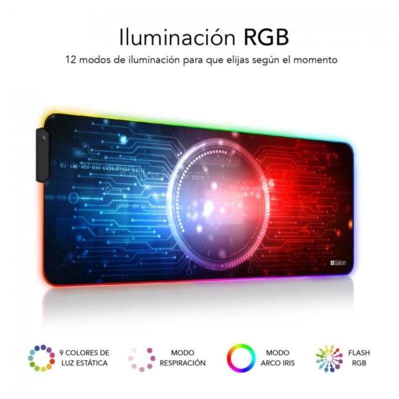 Detalhe dos modos da Tapete Subblim Chip LED RGB 9 Cores Preto