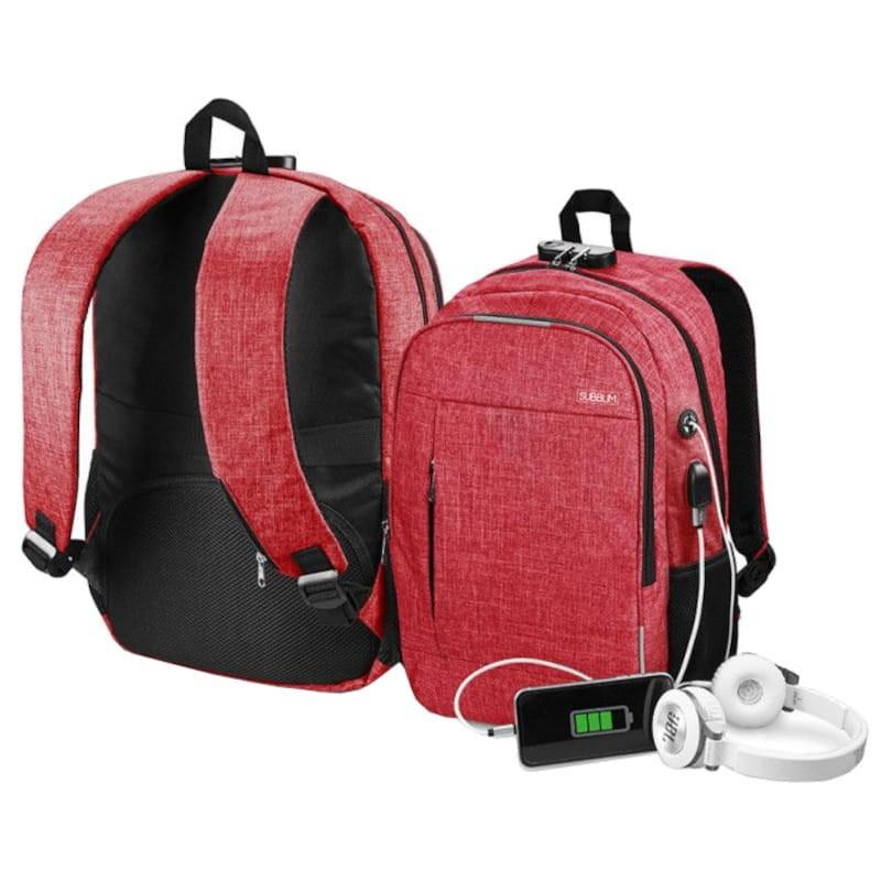 Conexiones de Subblim Urban Lock System 16 Rojo - Mochila para Portátil