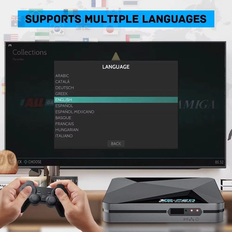 Linguas de Super Console X2 Pro 2GB/8GB Triple OS + Cartão de 256GB - Consola Retro