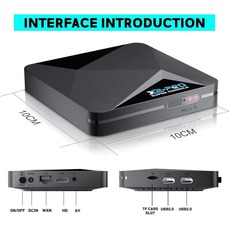 Interface de Super Console X2 Pro 2GB/8GB Triple OS + Cartão de 256GB - Consola Retro