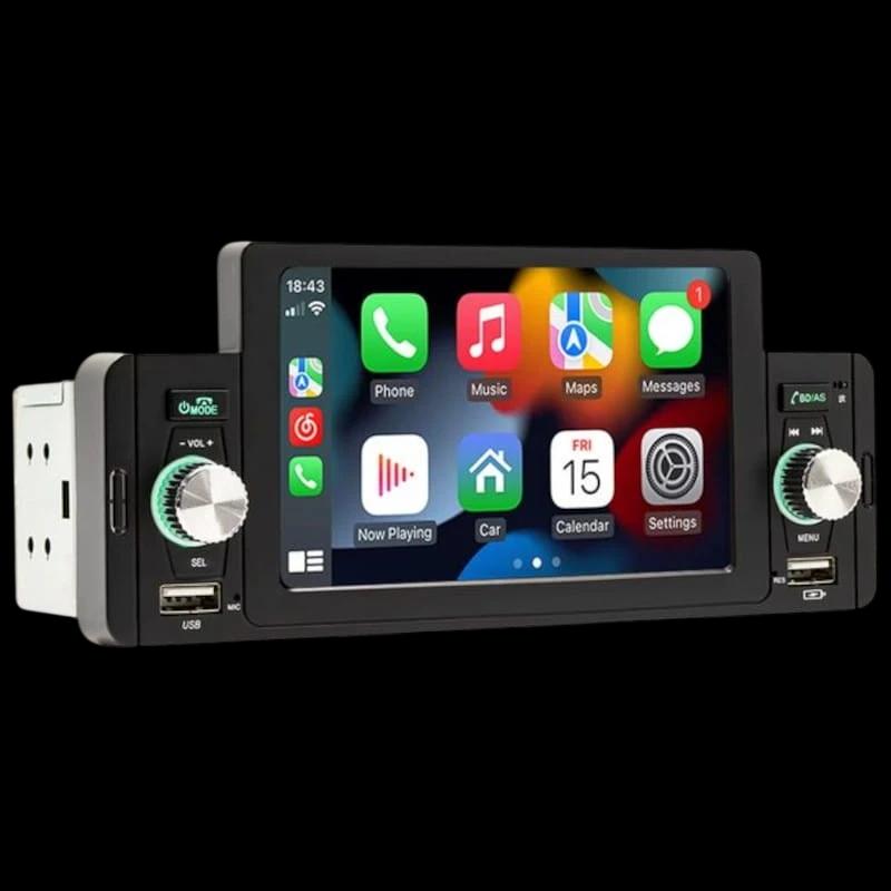 Autorradio 1 DIN SWM 160W 5 pulgadas Bluetooth/Carplay/Android Auto inalámbrico/USB Negro