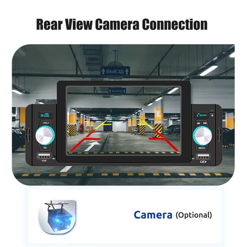 Cámara trasera de Autorradio 1 DIN SWM 160W 5 pulgadas Bluetooth/Carplay/Android Auto inalámbrico/USB Negro