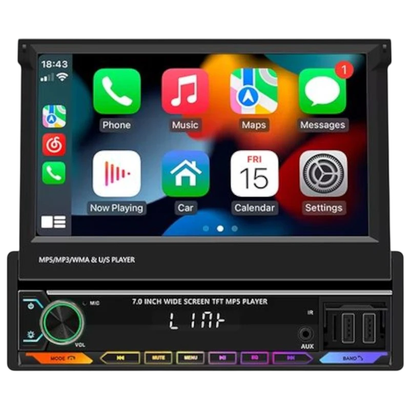 Autoradio 1 DIN SWM 9614C 7 pouces Bluetooth/Carplay USB Noir