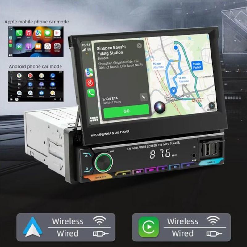 Universal de Autorrádio 1 DIN SWM 9614C 7 polegadas Bluetooth/Carplay USB Preto