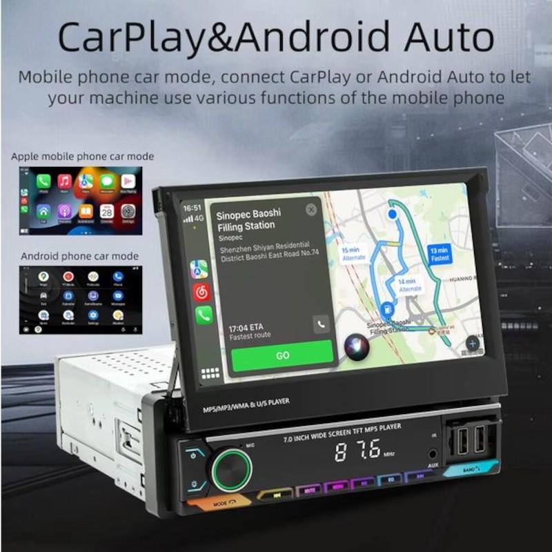 Android Auto de Autorrádio 1 DIN SWM 9614C 7 polegadas Bluetooth/Carplay USB Preto