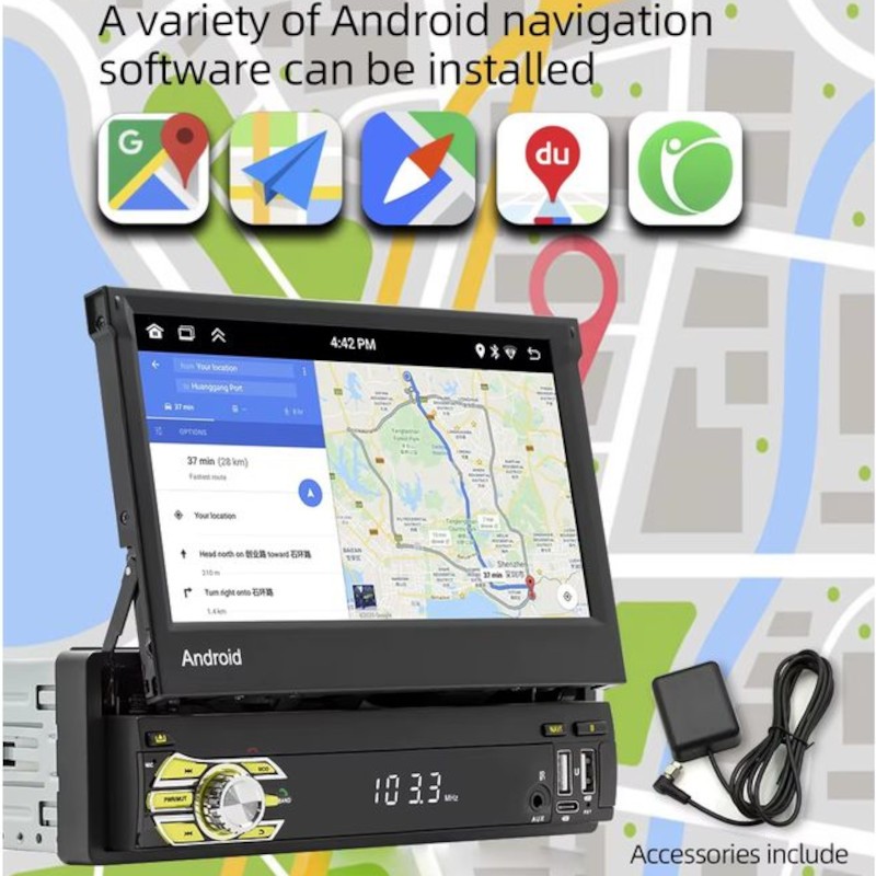 Android de Autorrádio 1 DIN SWM 9710-J LED 7 polegadas 2GB/64GB GPS Carplay Preto