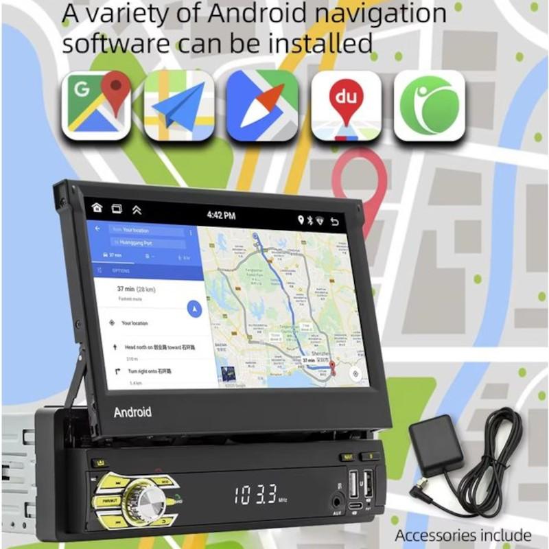 Android de Autorrádio 1 DIN SWM 9710-J LED 7 polegadas 2GB/64GB GPS Carplay Preto