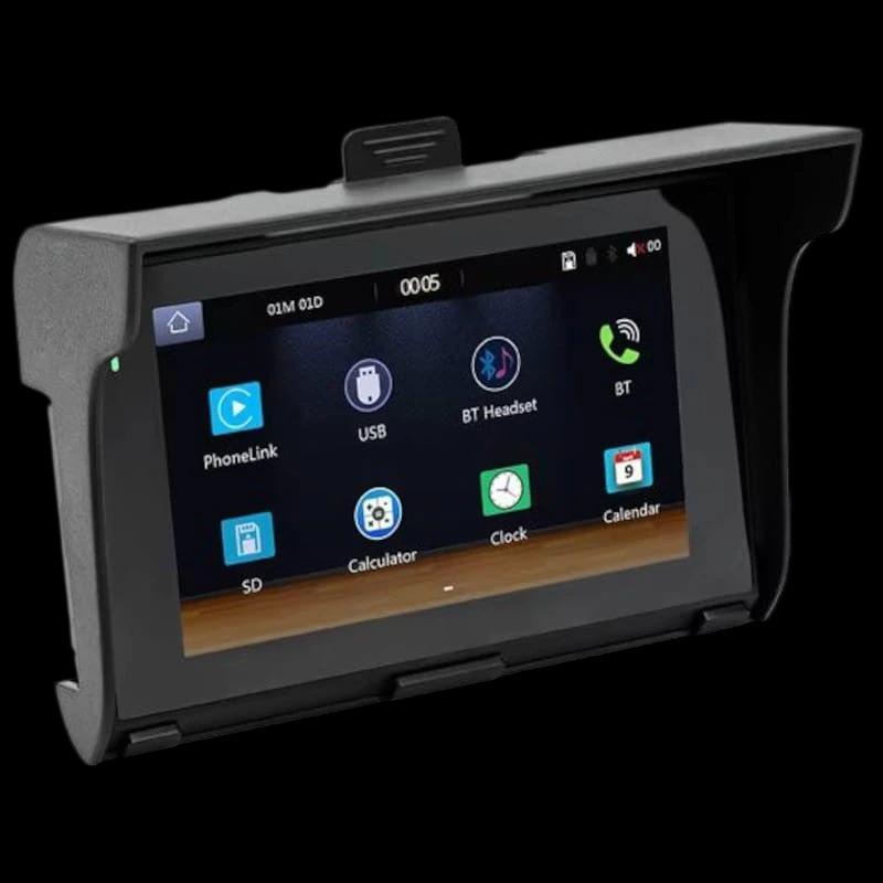 Ecrã tátil universal SWM B5350 5 polegadas Carplay/Android Auto sem fios Preto - Leitor multimédia para motociclos