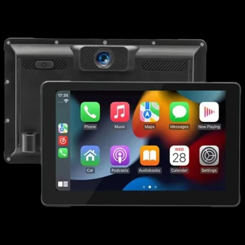 Ecran tactile universel SWM B5351 7 pouces Carplay/Android Auto Sans Fil Noir - Lecteur multimédia moto