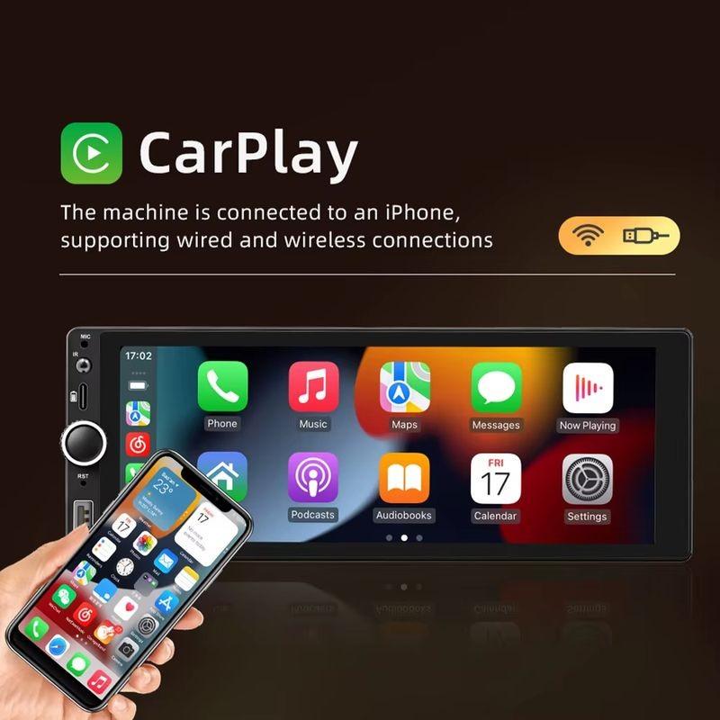 Carplay de Autorrádio 1 DIN SWM D6021A 2GB/64GB GPS Carplay/Android Auto Preto