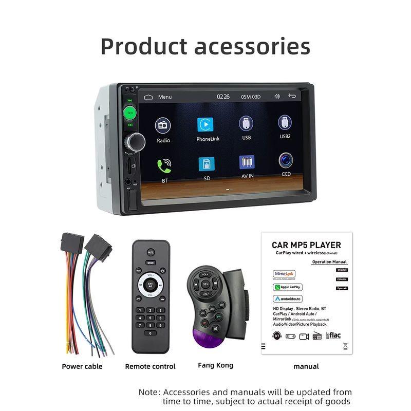 Contenido de la caja de Autorradio 2 DIN SWM F7010C 7 pulgadas Bluetooth/Carplay USB Negro