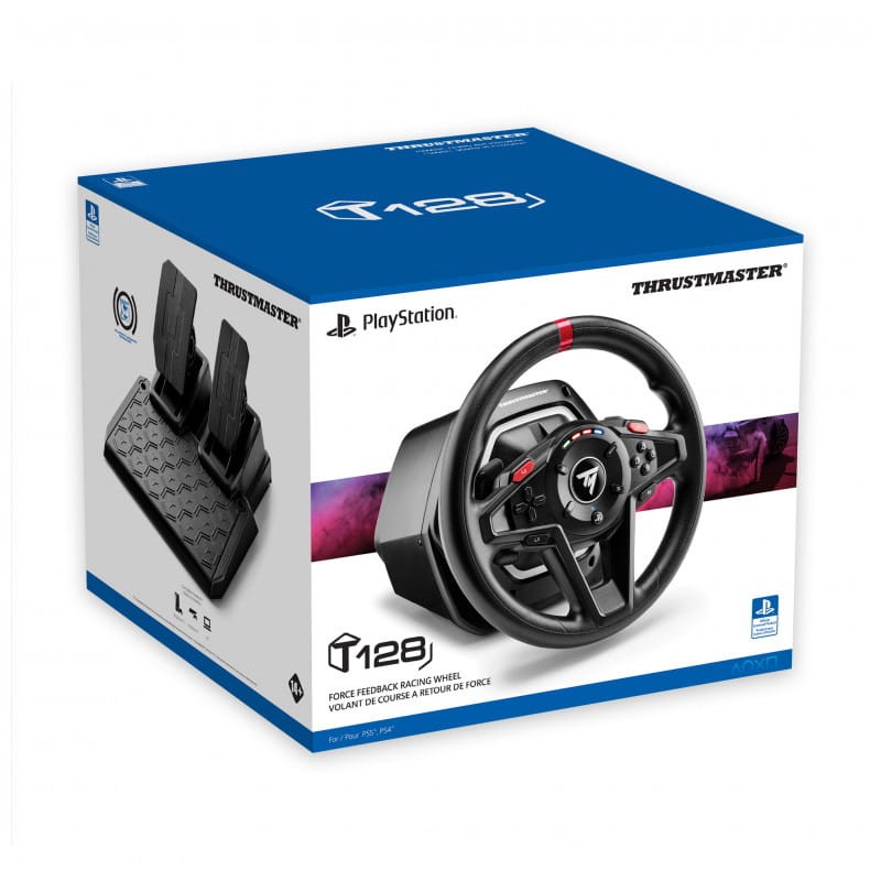 Thrustmaster T128 Black USB Steering Wheel + Analogue Pedals PC, PlayStation 4, PlayStation 5 box image