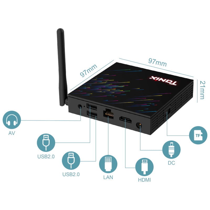 Tanix TX68 H618 4 GB/32GB Android 12 - Android TV - Conexões