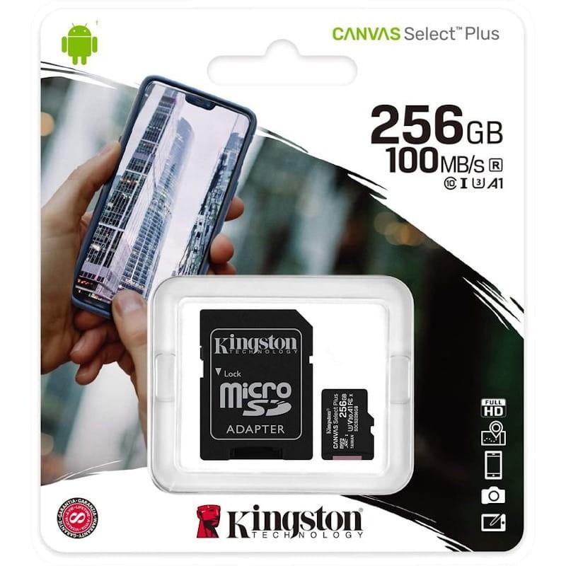 Kingston Canvas Select Plus MicroSDXC 256 Go Classe 10 UHS-I + Adaptateur - Boîte