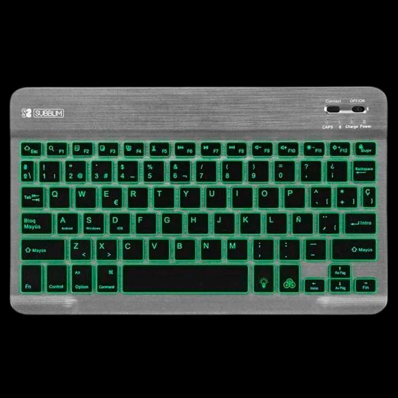 SUBBLIM Clavier Bluetooth Smart Rétroéclairé pour Android, Mac, OS et Windows Gris