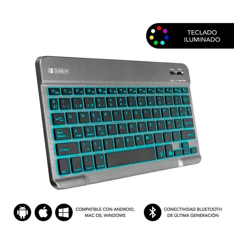 Clavier Bluetooth SUBBLIM Smart Gris Rétroéclairé - caractéristiques principales