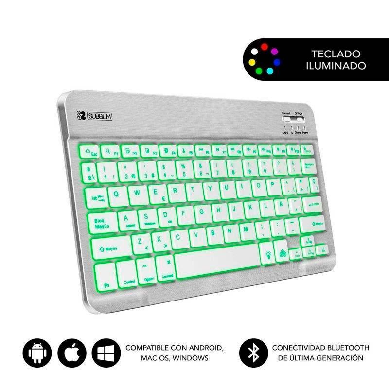 Teclado Bluetooth SUBBLIM Smart Prata Retroiluminado - características principais
