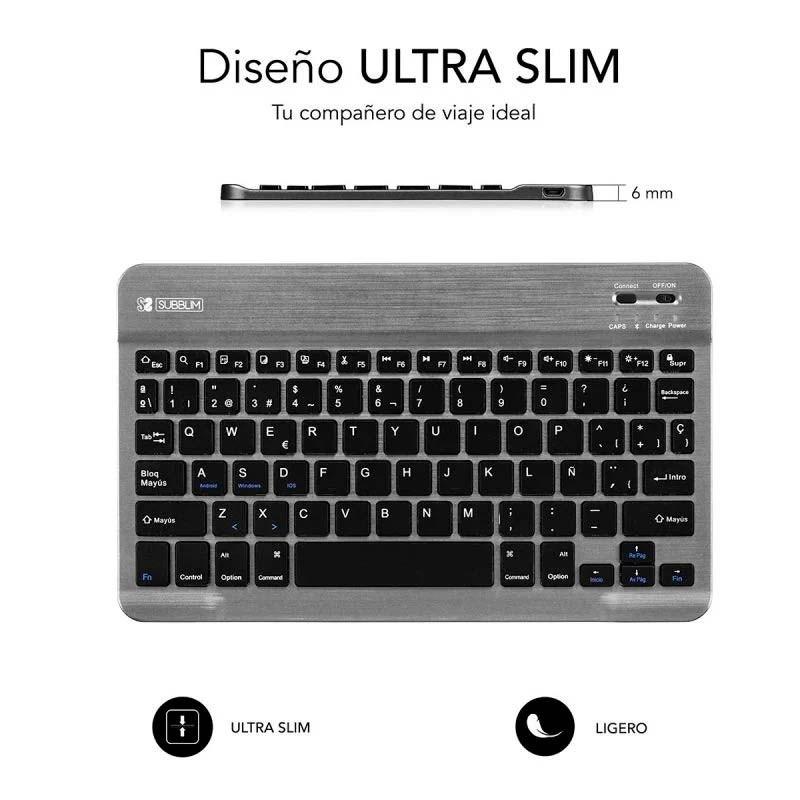 Teclado Bluetooth SUBBLIM Smart Cinzento - design Slim