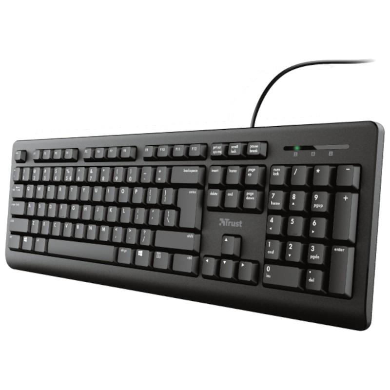 Teclado de Membrana Trust TK-150 USB Negro Vista frontal lao izquierdo