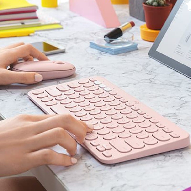 fotografía real del Teclado Inalámbrico Logitech K380 Rosa ES Layout