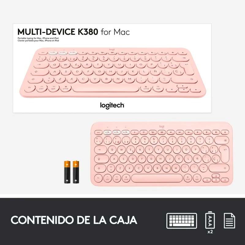 embalaje del Teclado Inalámbrico Logitech K380 Rosa ES Layout