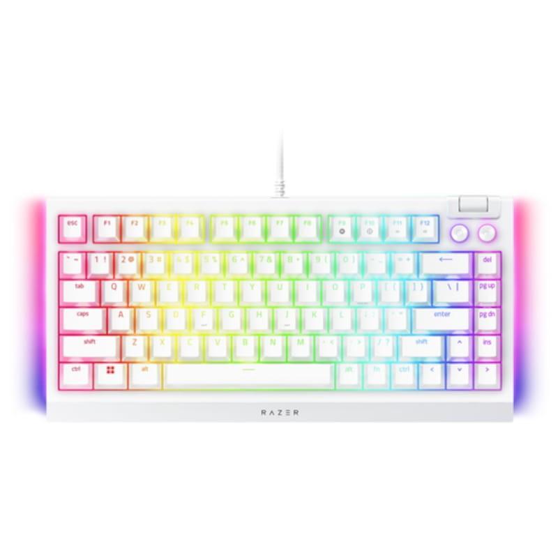 Teclado mecânico para jogos Razer BlackWidow V4 75% USB QWERTY branco em inglês Vista superior