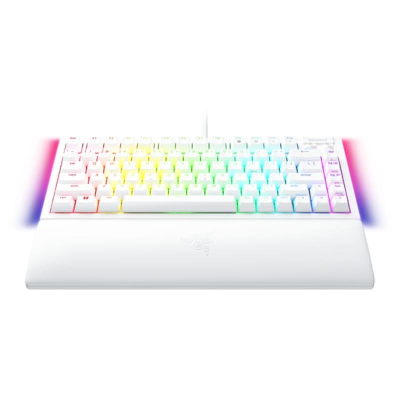 Teclado mecânico para jogos Razer BlackWidow V4 75% USB QWERTY branco em inglês Vista frontal com descanso para pulso