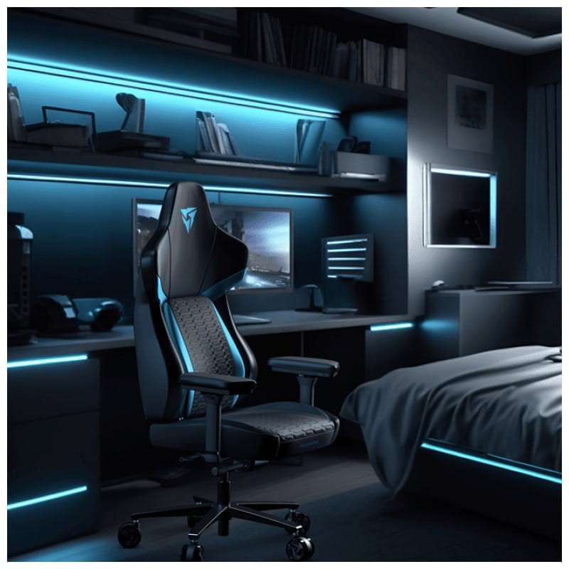 ThunderX3 CORE Racer Negro y Azul - Silla Gaming imagen en dormitorio