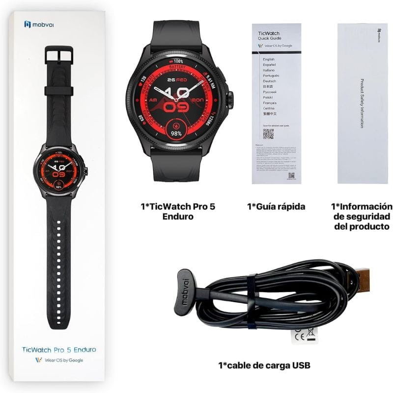 TicWatch Pro 5 Enduro - Reloj inteligente Contenido de la caja