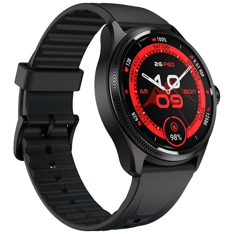 vista frontal y lateral izquierdo del Reloj inteligente TicWatch Pro 5 Enduro Negro