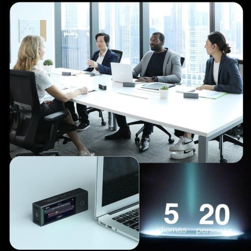 Reunião de Timekettle X1 AI Interpreter Hub Preto - Tradutor Portátil