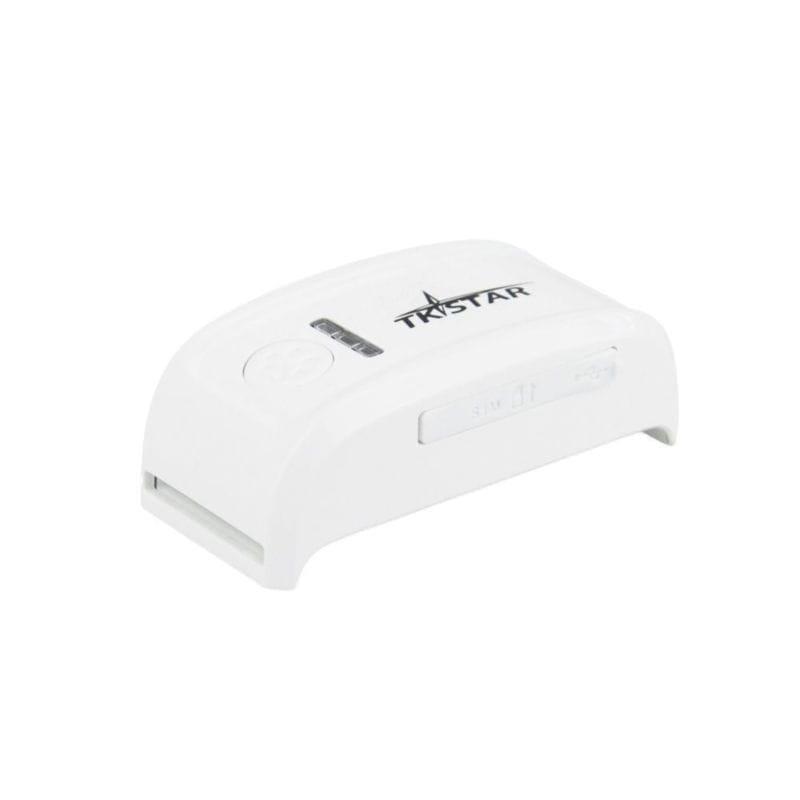 Perspective latérale du traceur GPS pour animaux de compagnie TKSTAR TK909 IP66 Blanc/Noir