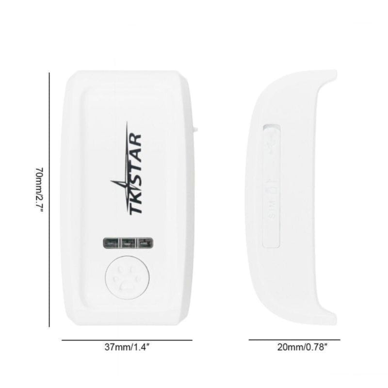 Dimensions du traceur GPS pour animaux de compagnie TKSTAR TK909 IP66 Blanc/Noir