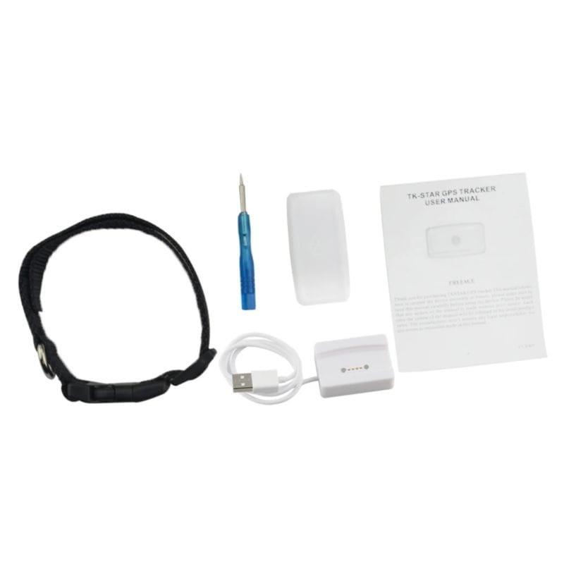 Conteúdo da caixa do Rastreador GPS para animais de estimação TKSTAR TK911 Wi-Fi IP66 Branco/Preto