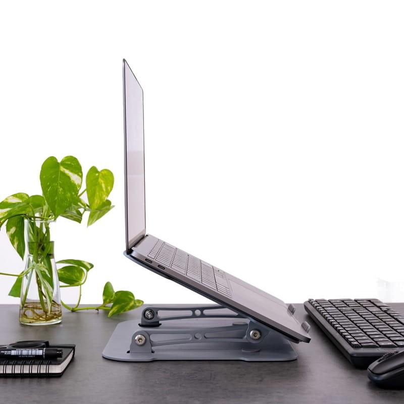 TooQ TQLRS0012-AL-G  Gris - Soporte Elevador Ajustable para portátiles Foto real lateral