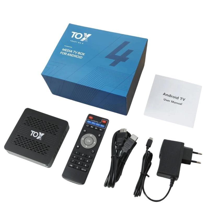 Tox 4 4GB/32GB 4K - Android TV contenido de la caja