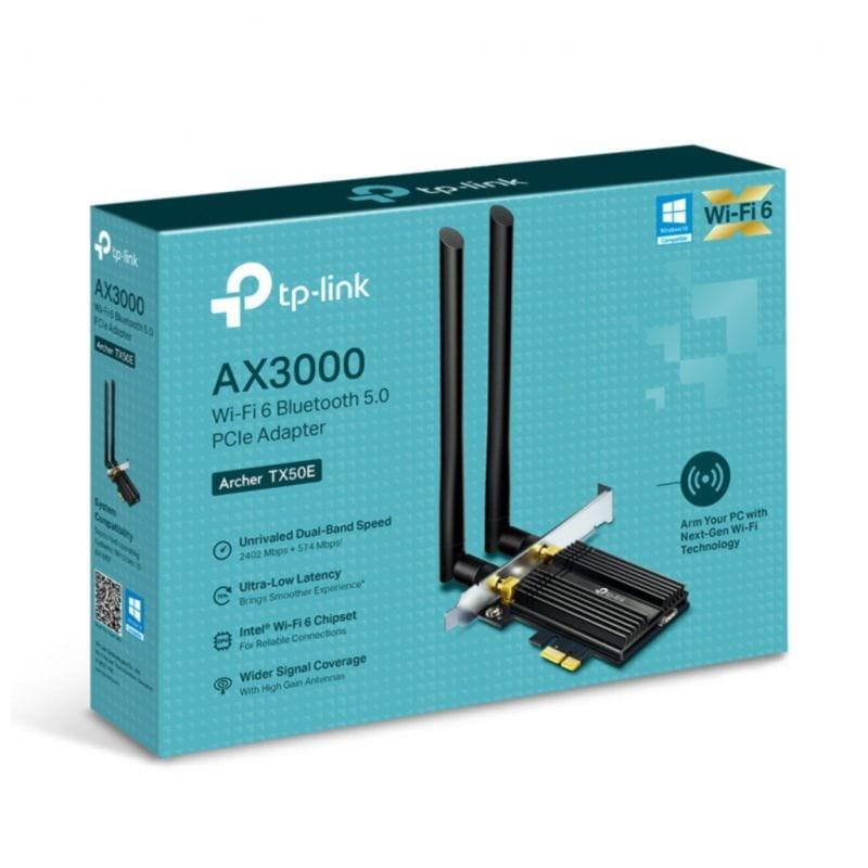 Caixa do Adaptador PCIe TP-Link Archer TX50E WLAN / Bluetooth Preto