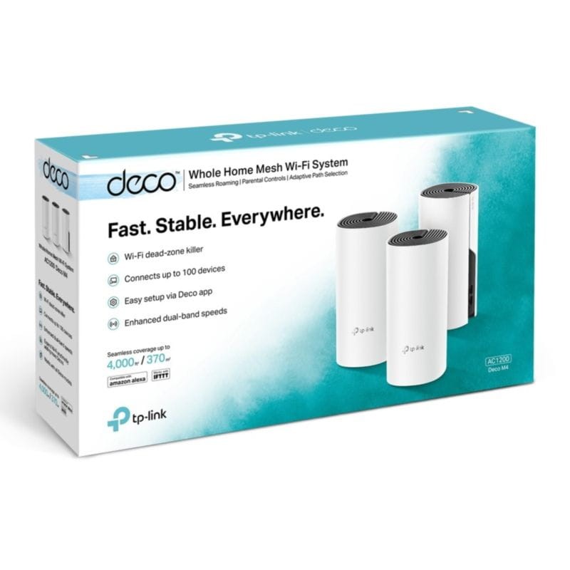 Caja del TP-Link Deco M4 Router WiFI Mesh AC1200 (3 Pack)