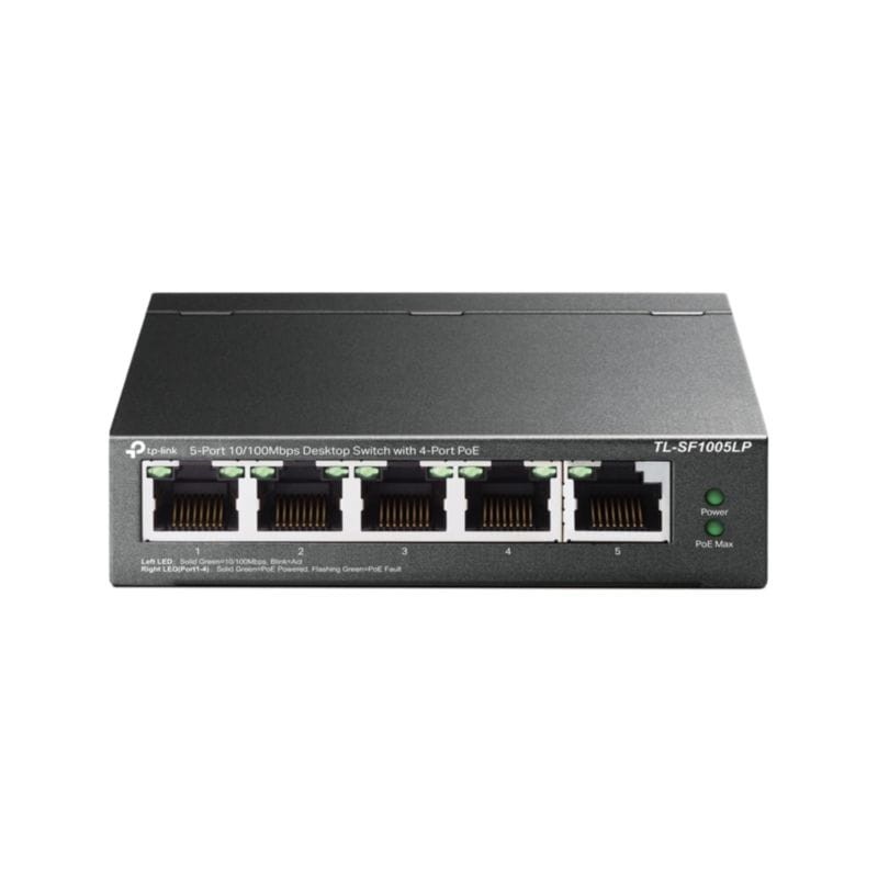 Vista frotnal del Switch PoE TP-Link TL-SF1005LP PoE Negro