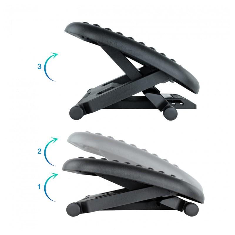 TooQ TQFR0603-B Negro - Reposapiés ajustable imagen de los reglajes