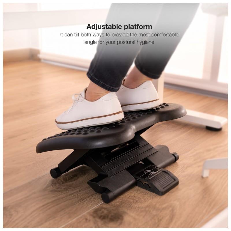 TooQ TQFR0603-B Negro - Reposapiés ajustable imagen real de inclinación hacia  delante