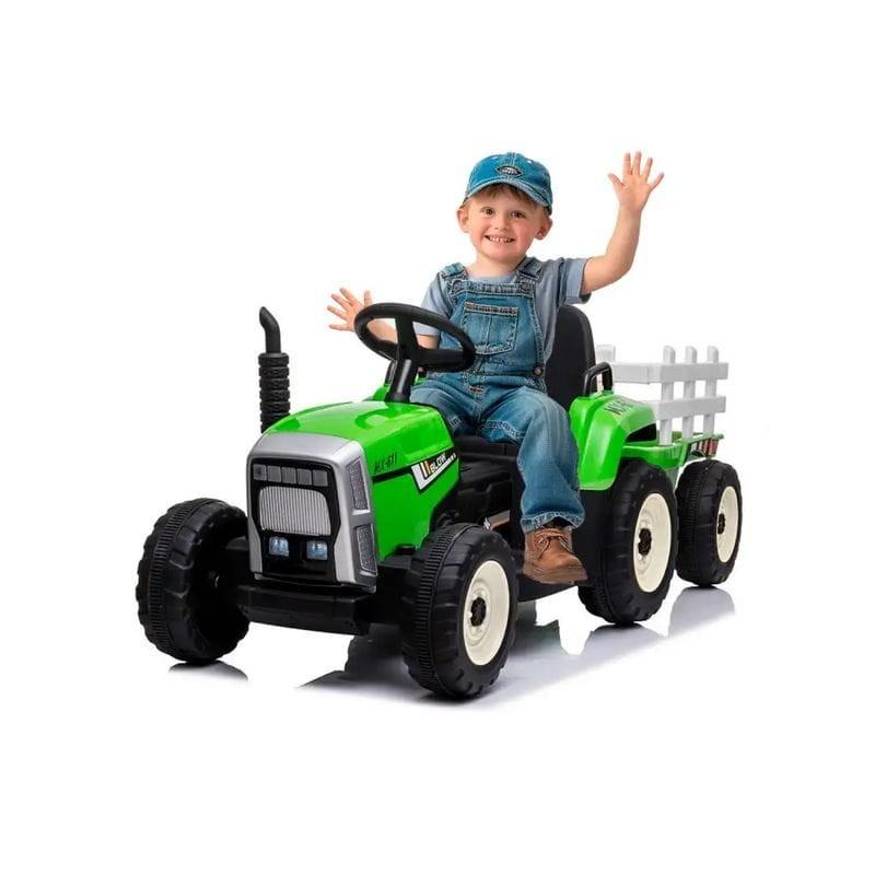 Niño de Tractor Ceres con remolque Verde - Coche eléctrico para niños