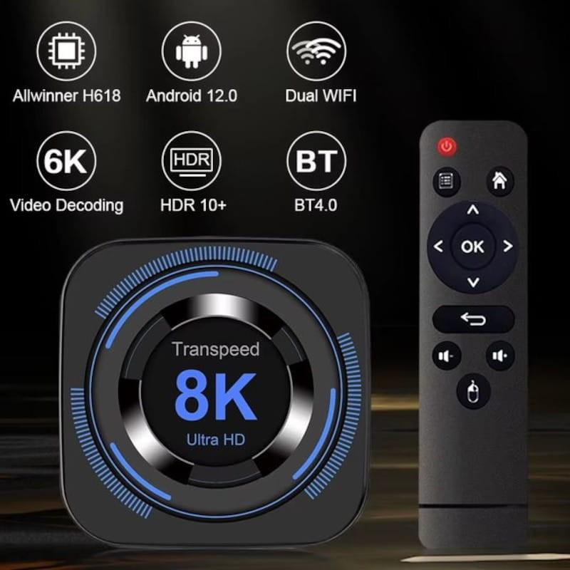Características de Transpeed 8K H618 2GB/16GB Wifi Dual Android 12 Negro - Android TV