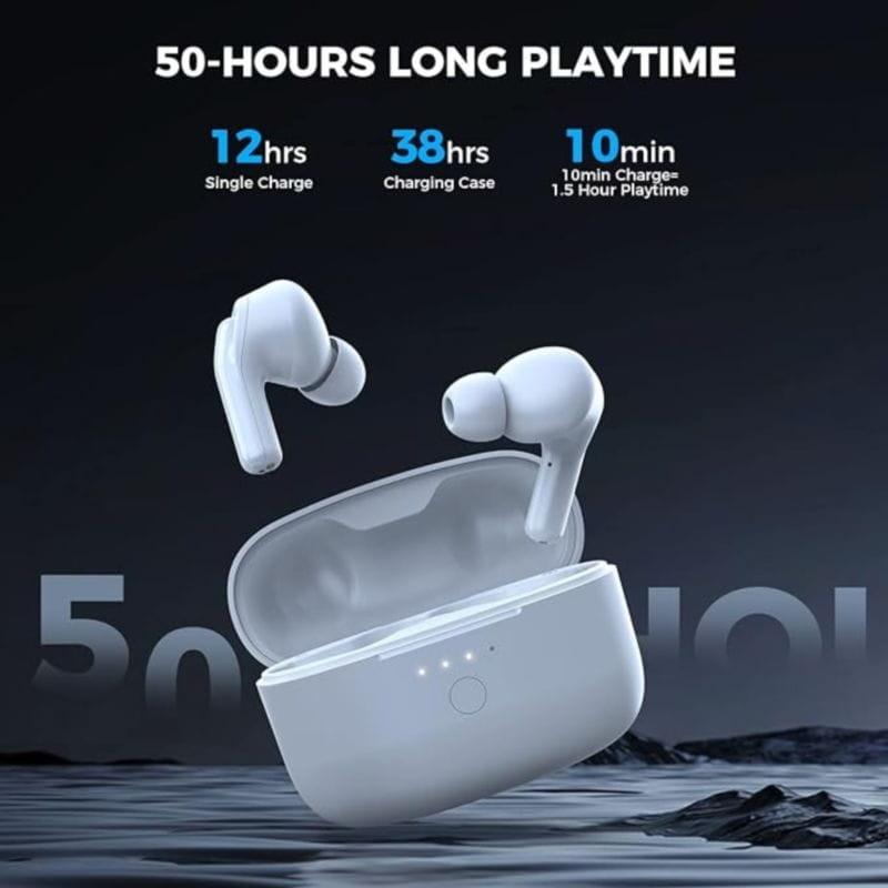 Écouteurs Sans Fil Tribit FlyBuds C1 Blanc avec une autonomie de 50 heures