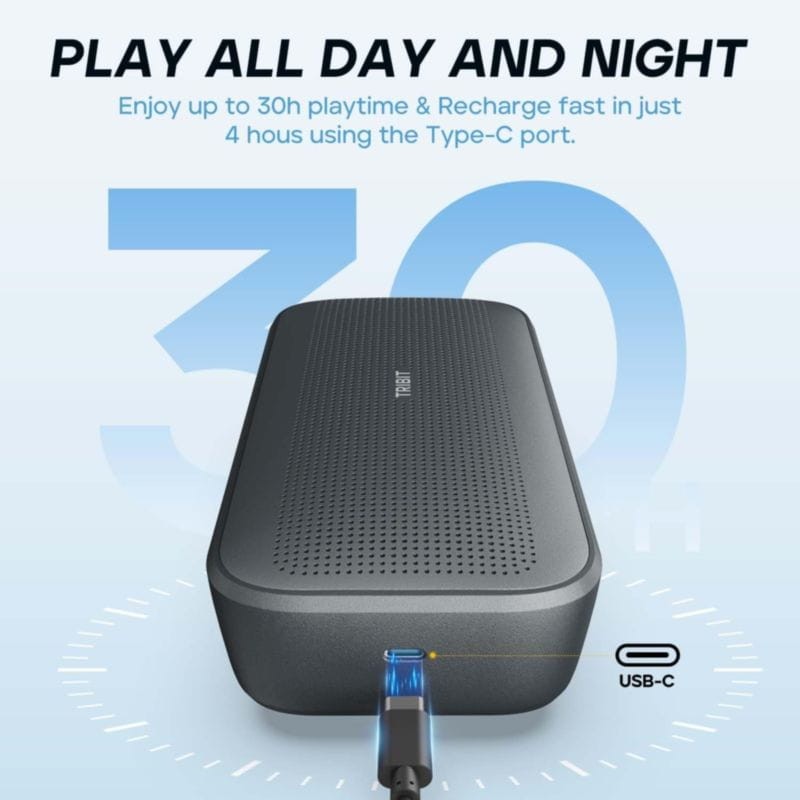 Tribit StormBox Flow Noir avec autonomie de 30 heures