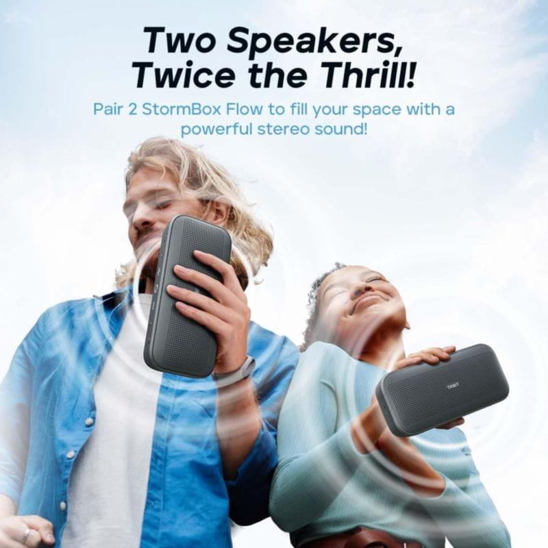 Tribit StormBox Flow Noir avec appairage de 2 enceintes