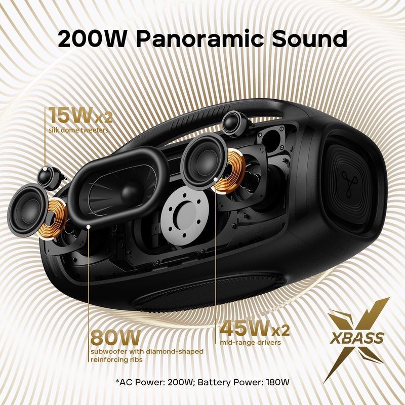 Pouvoir de Tribit Stormbox Blast 2 200W TWS Preto - Altifalante Bluetooth