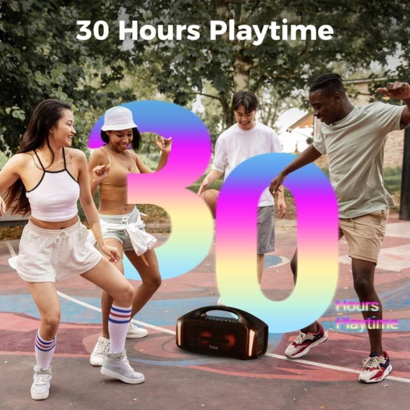 Autonomie continue de 30 heures du Tribit Stormbox Blast 90W Enceinte Bluetooth Noir